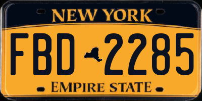 NY license plate FBD2285