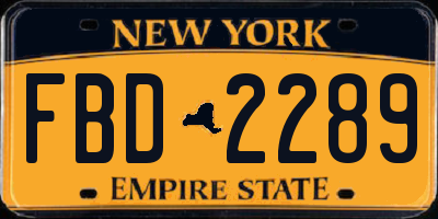 NY license plate FBD2289