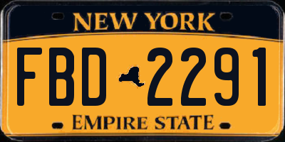 NY license plate FBD2291