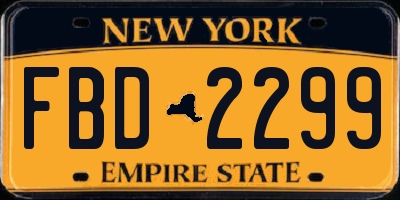 NY license plate FBD2299
