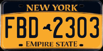 NY license plate FBD2303