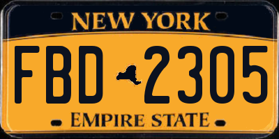 NY license plate FBD2305