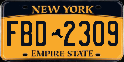 NY license plate FBD2309