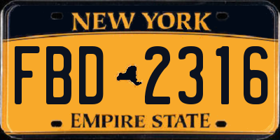 NY license plate FBD2316