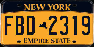 NY license plate FBD2319