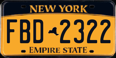 NY license plate FBD2322