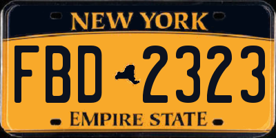 NY license plate FBD2323