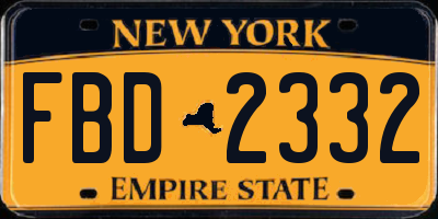 NY license plate FBD2332