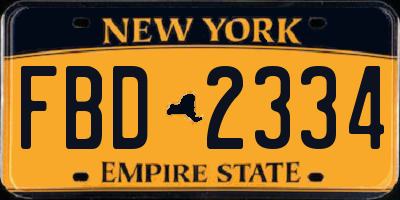 NY license plate FBD2334