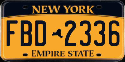 NY license plate FBD2336