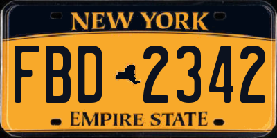 NY license plate FBD2342