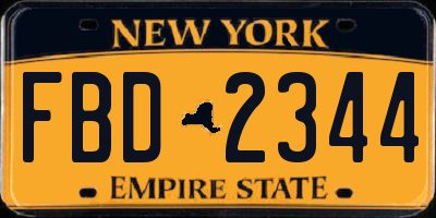 NY license plate FBD2344