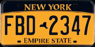 NY license plate FBD2347
