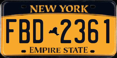NY license plate FBD2361
