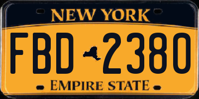 NY license plate FBD2380