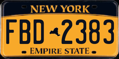 NY license plate FBD2383