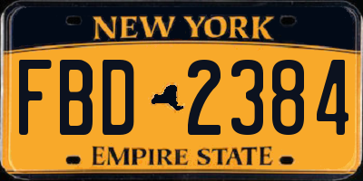 NY license plate FBD2384