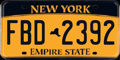 NY license plate FBD2392