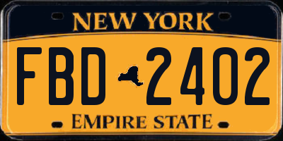 NY license plate FBD2402