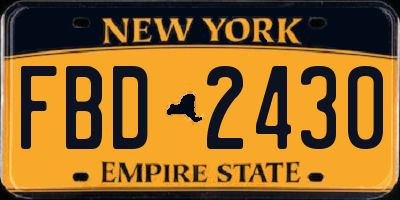NY license plate FBD2430