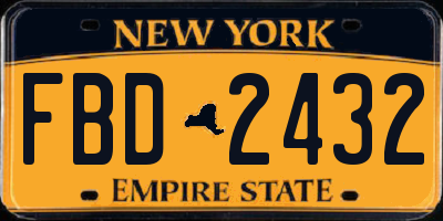NY license plate FBD2432