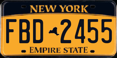 NY license plate FBD2455