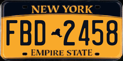 NY license plate FBD2458