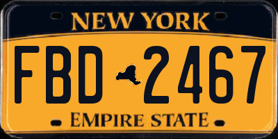 NY license plate FBD2467
