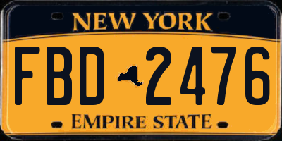 NY license plate FBD2476