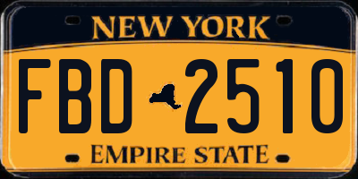NY license plate FBD2510