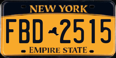 NY license plate FBD2515