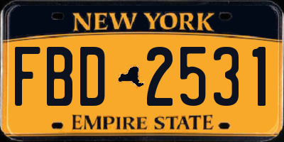 NY license plate FBD2531