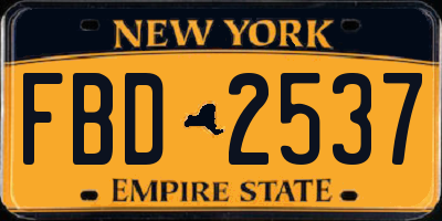 NY license plate FBD2537