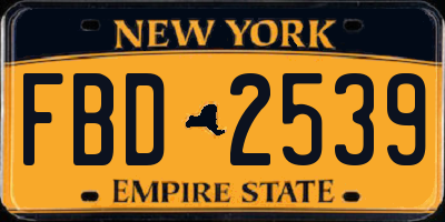 NY license plate FBD2539