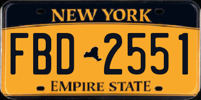 NY license plate FBD2551