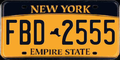 NY license plate FBD2555