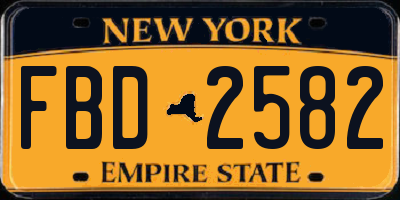 NY license plate FBD2582