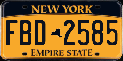 NY license plate FBD2585