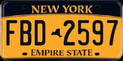 NY license plate FBD2597