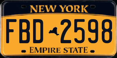 NY license plate FBD2598
