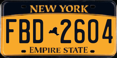 NY license plate FBD2604