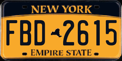 NY license plate FBD2615