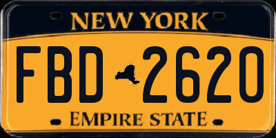 NY license plate FBD2620