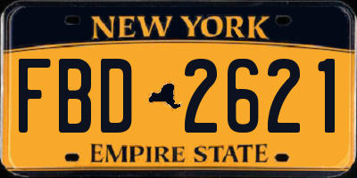 NY license plate FBD2621