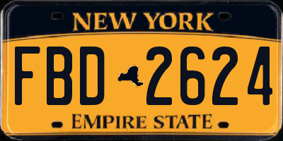 NY license plate FBD2624
