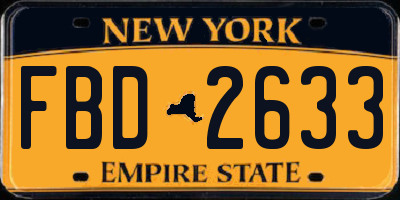 NY license plate FBD2633