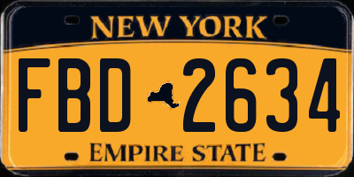 NY license plate FBD2634