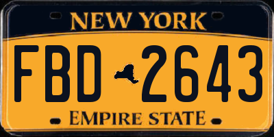 NY license plate FBD2643