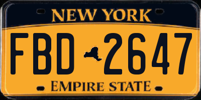 NY license plate FBD2647