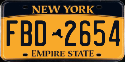 NY license plate FBD2654